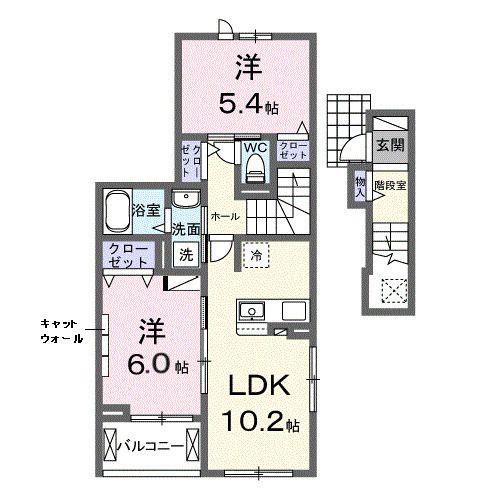 ラヴィアンローズ(2LDK/2階)の間取り写真