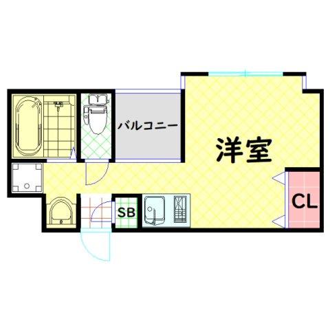 フレアコート北浜(ワンルーム/7階)の間取り写真