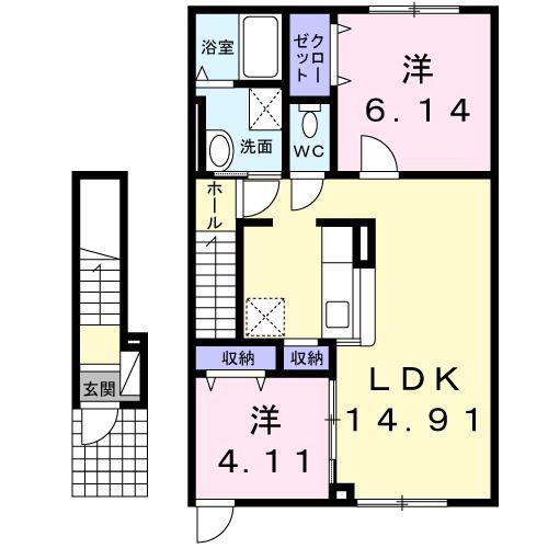 サンライズ彩(2LDK/2階)の間取り写真