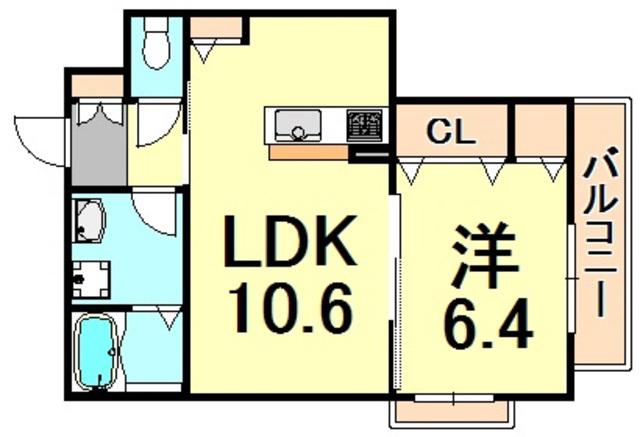 シオン北口(1LDK/2階)の間取り写真