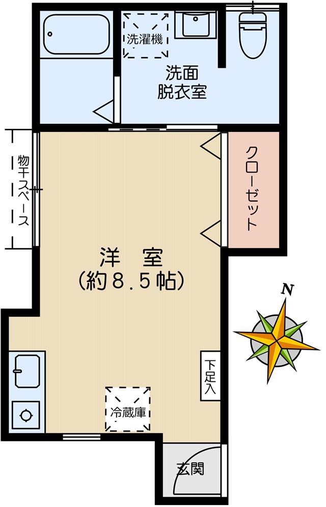 ヒルズ135(ワンルーム/1階)の間取り写真