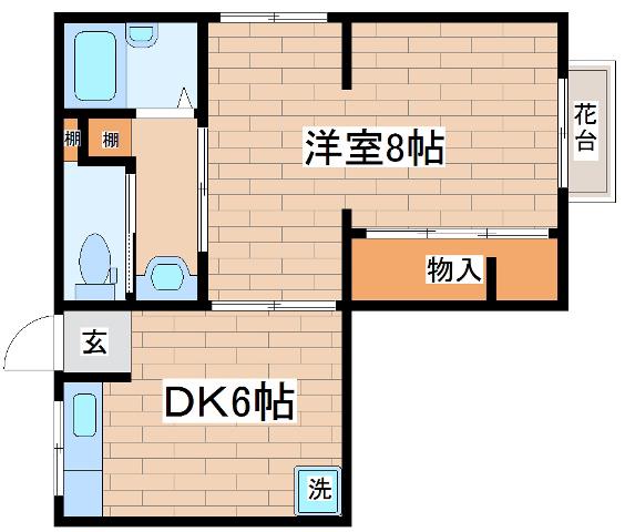 藤野荘(1DK/2階)の間取り写真