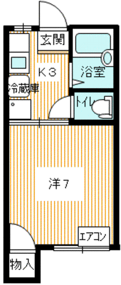 オレンジハウス(1K/1階)の間取り写真