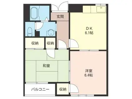 ヴェルドール港南台 積水ハウス(2DK/2階)の間取り写真
