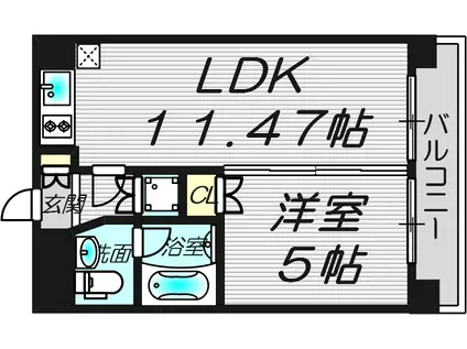 Wタワー江戸堀(1LDK/6階)の間取り写真
