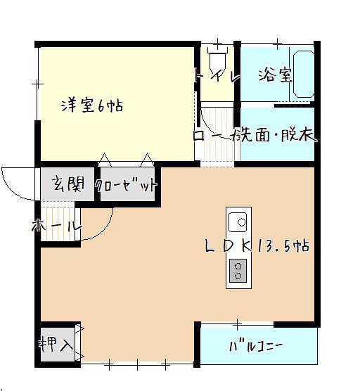 コーポ城北(1LDK/2階)の間取り写真