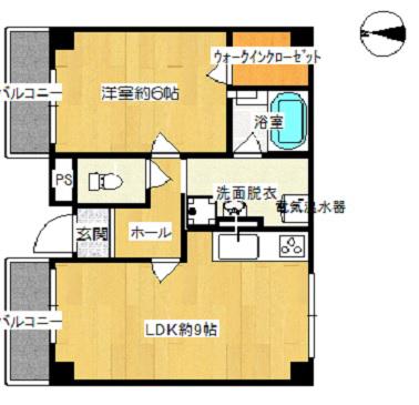 ヴェルデ都島(1LDK/2階)の間取り写真