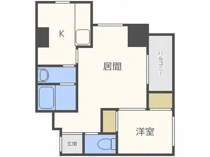 イービルド(1LDK/4階)の間取り写真
