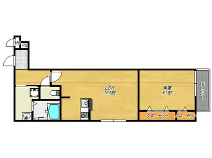 フジパレス三住町A棟(1LDK/1階)の間取り写真