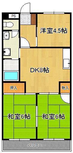 シャトレ中井(3DK/5階)の間取り写真