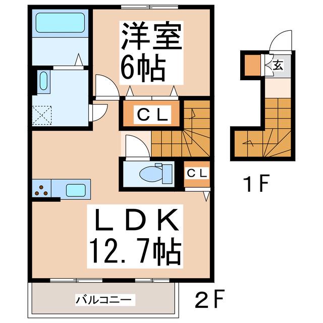 D-ROOM須屋(1LDK/2階)の間取り写真