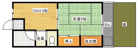 コーポ石崎(1DK/1階)の間取り写真