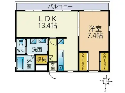 矢作町600-2 2F(1LDK/2階)の間取り写真