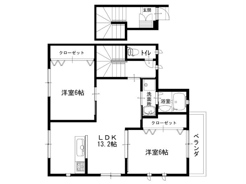 ハイドコート3号地(2LDK/2階)の間取り写真