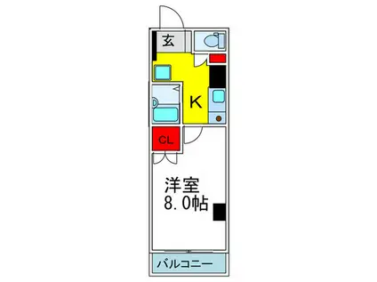 GRAN VERDE 緑地(1K/1階)の間取り写真