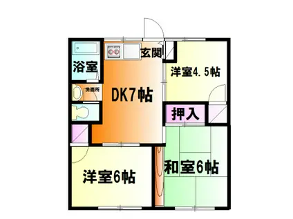 三橋ハイツ(3DK/2階)の間取り写真