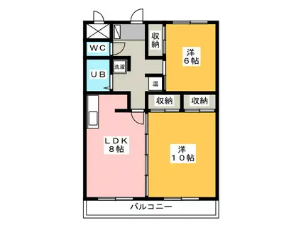 上野運送ビル(2LDK/3階)の間取り写真