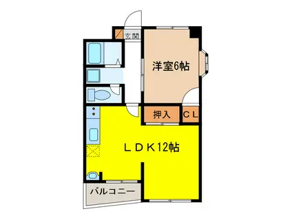 羽島 ザ スカイ(1LDK/4階)の間取り写真