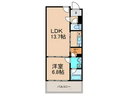 ロイヤルパークスなんば(1LDK/6階)の間取り写真