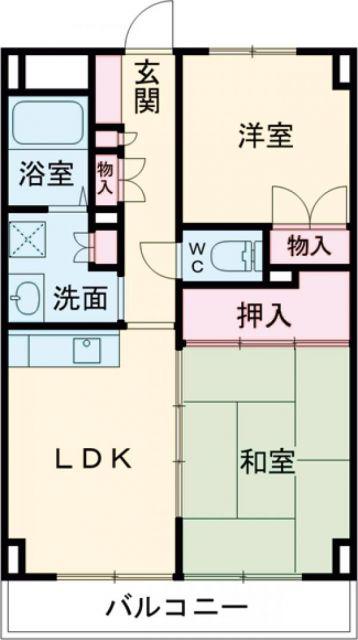 高砂ハイツ2(2LDK/3階)の間取り写真