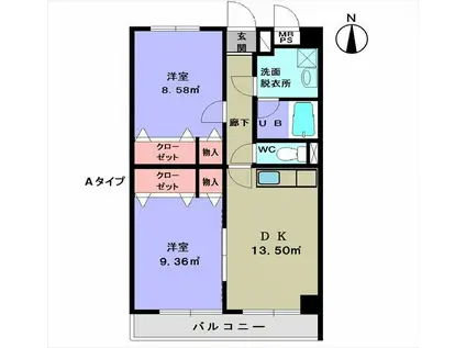 シティパル鴨居(2DK/3階)の間取り写真