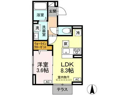 Dスクエア子安町(1LDK/1階)の間取り写真