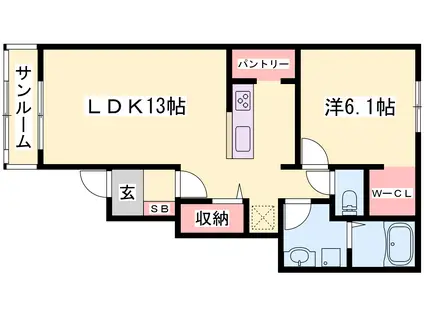 サンリット福崎II(1LDK/1階)の間取り写真