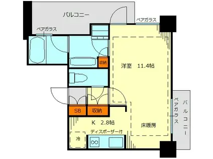 文京ガーデン・ザ・サウス(1K/16階)の間取り写真