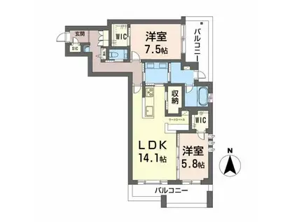 シャーメゾンプレミアム上中野(2LDK/2階)の間取り写真