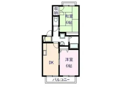 ヨークS(2DK/2階)の間取り写真
