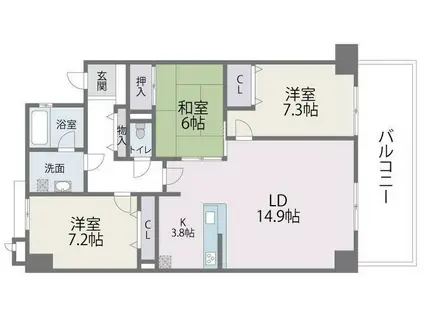 アイランドシティインフィニガーデンサウス棟(3LDK/2階)の間取り写真