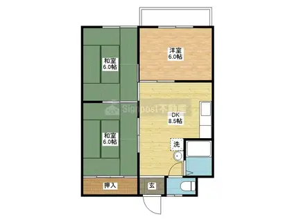 プランタン曙(3DK/2階)の間取り写真