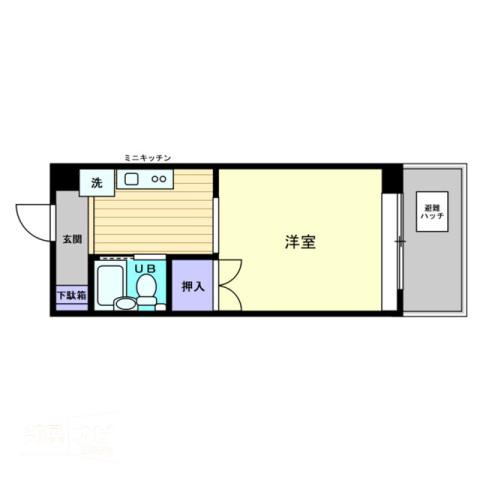マンション福山(1K/3階)の間取り写真