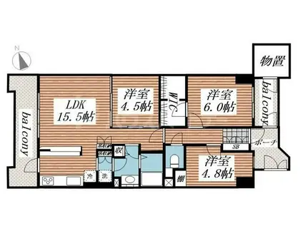 ラミア―ル西船橋(3LDK/11階)の間取り写真