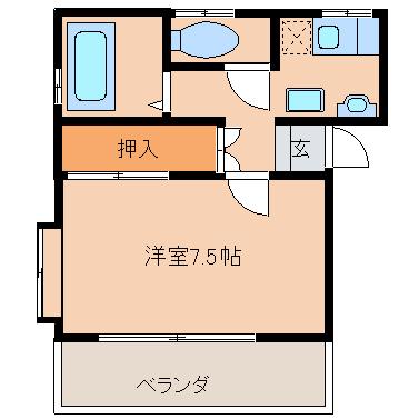 ハイツ弥生(1K/1階)の間取り写真