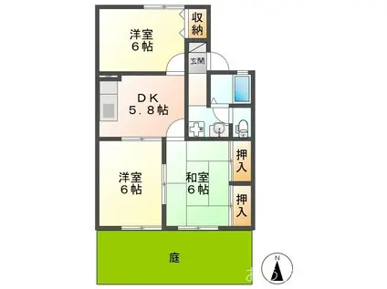 ME MAISON 青雲町(3DK/1階)の間取り写真