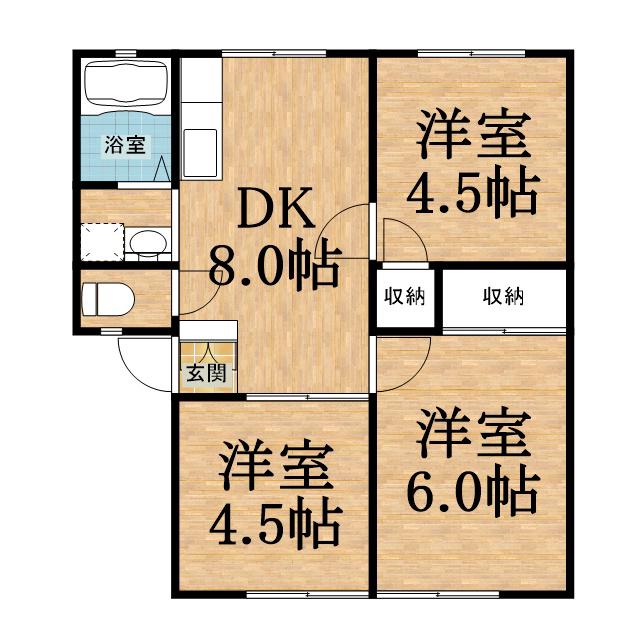 セジュールホンダB棟(3DK/1階)の間取り写真