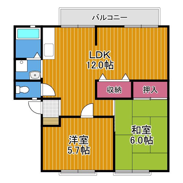 サンビレッジ杉山A(2SLDK/2階)の間取り写真