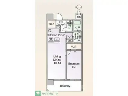ロイヤルパークス新田(1LDK/5階)の間取り写真