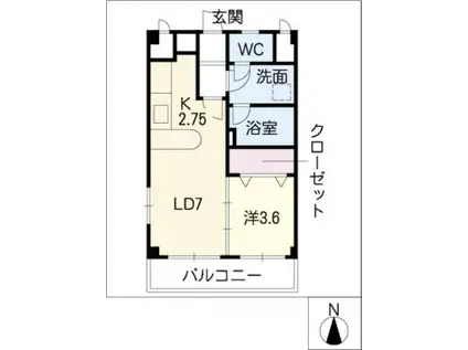 ベルドミールCOMUKAI(1LDK/1階)の間取り写真
