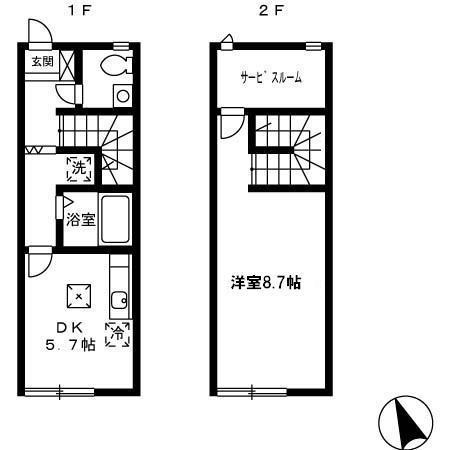 ソレーユ中野町A(1DK/1階)の間取り写真
