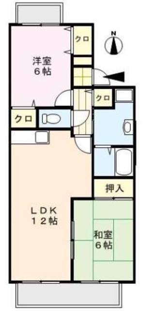 アフローテ山川(2LDK/2階)の間取り写真
