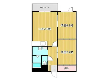 ロイヤルシャトー静(2LDK/2階)の間取り写真