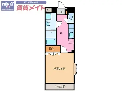 フルスパッセンB(1K/1階)の間取り写真