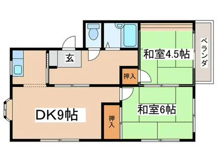 サニイプレイス(2DK/1階)の間取り写真