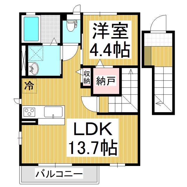 グラン・シャリオ稲里(1LDK/2階)の間取り写真