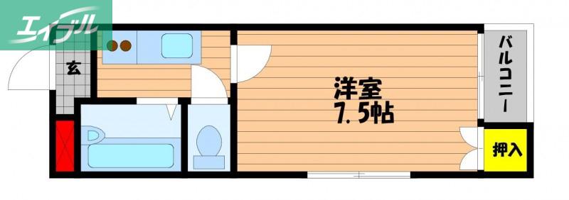 アークヒルズ大元(1K/4階)の間取り写真