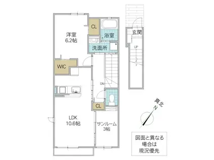 アイランドヒルズ右籾 II(1LDK/2階)の間取り写真