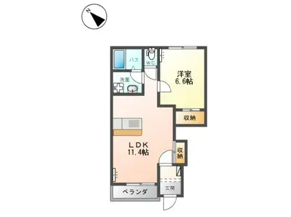 ネッスル(1LDK/1階)の間取り写真