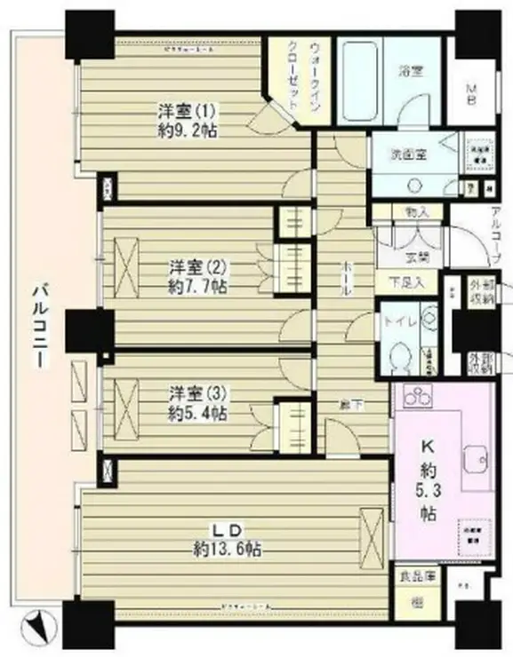 西新宿パークサイドタワー 14階階 間取り